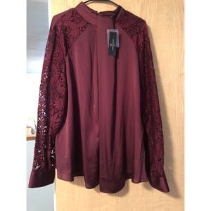 NWT Burgundy Dressy Lace Top